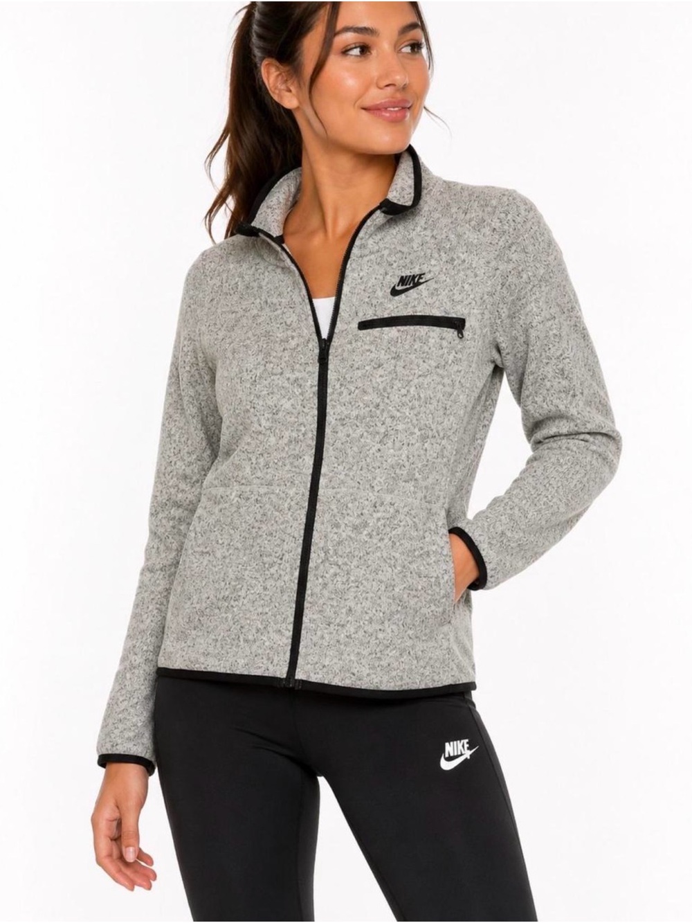 Nike Women's Grey Full-Zip Fleece Jacket - Picture 6 of 6